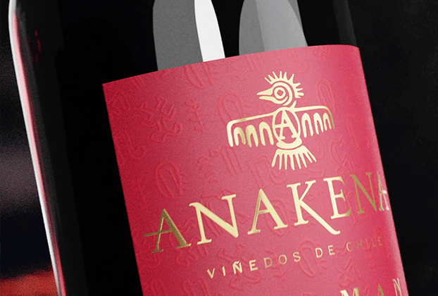 Close up of Anakena bottle of wine