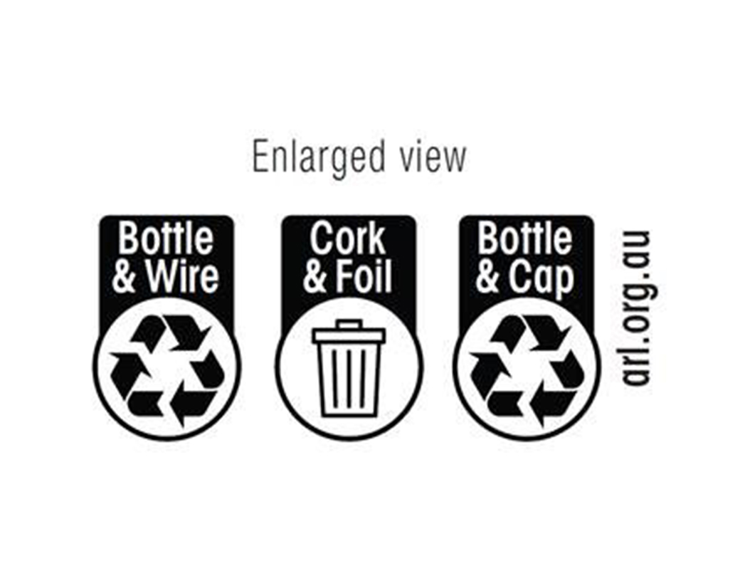 3 new recycling logos showing consumers how to recycle different elements of wine packaging including the cap, champagne foil and bottle