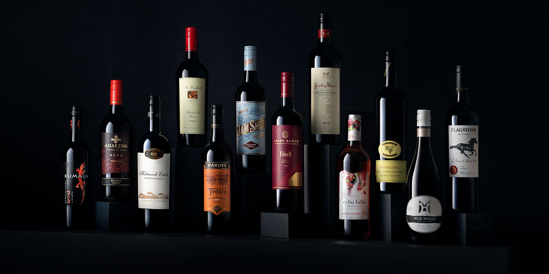 a selection of wines from the Accolade portfolio against a black background